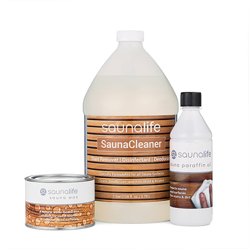 SaunaLife Sauna Care Package Sauna Wax, Sauna Paraffin Oil, 1-Gal Concentrated Sauna Cleaner