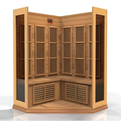 3-Person Corner Low EMF (Under 8MG) FAR Infrared Sauna (Canadian Red Cedar)