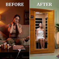 Andora 2-Person Low EMF FAR Infrared Sauna, Canadian Hemlock — Before & After