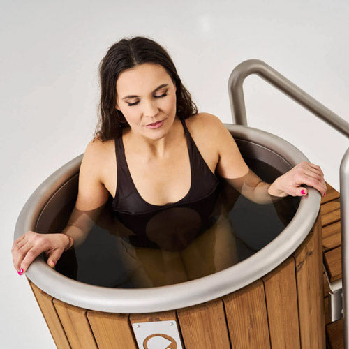 Icetubs IceBarrel Immersion Tub, Thermowood & Stainless Cold Plunge with stairs