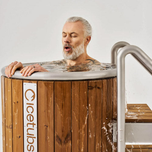 Icetubs IceBarrel Immersion Tub, Thermowood & Stainless Cold Plunge with stairs