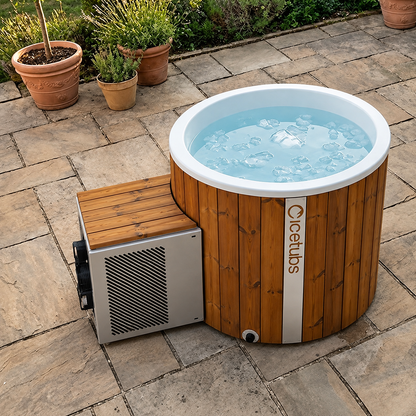 Icetubs IceBarrel XL Immersion Tub, Thermowood & Fiberglass Cold Plunge, 63"L x 41"W x 47"H