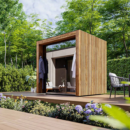 Sauna Cabin Fully Assembled Outdoor Sauna, Tinted Glass Front with Eave, Up to 4 Persons
