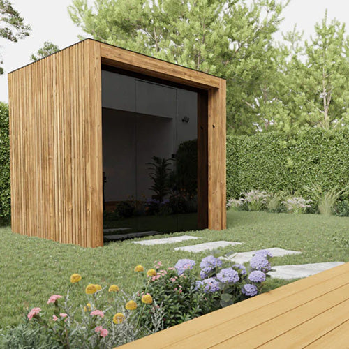 Sauna Cabin Fully Assembled Outdoor Sauna, Tinted Glass Front with Eave, Up to 4 Persons