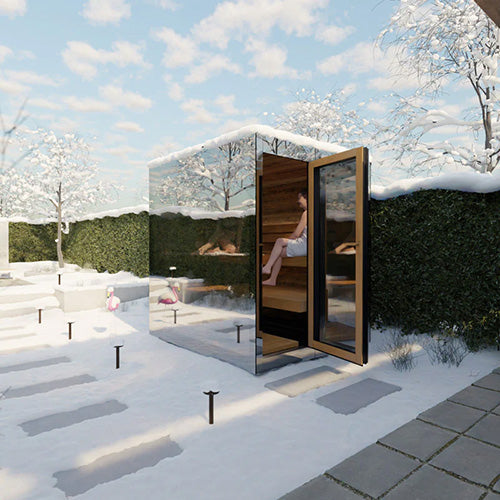 ThermaSol Vue Sauna Cabin Fully Assembled Outdoor Sauna, Mirrored Glass, Up to 4 Persons