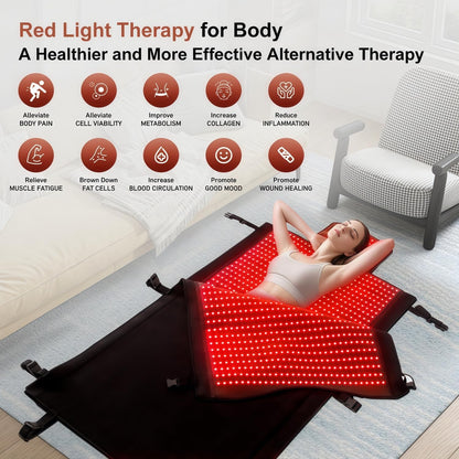 2026 Upgraded Red Light Therapy Mat Full Body 75” X 35” Red Light Therapy Blanket with 2570 Dual-Wavelength Leds (660Nm Red & 850Nm NIR) for Pain Relief