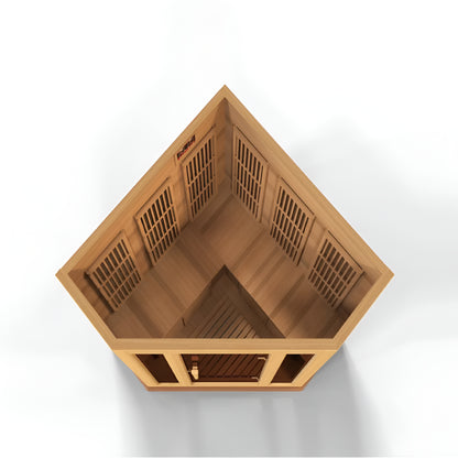 3-Person Corner Low EMF (Under 8MG) FAR Infrared Sauna (Canadian Red Cedar)
