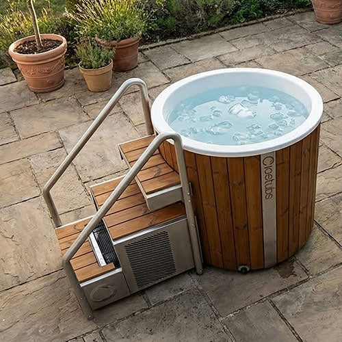 Icetubs IceBarrel XL Immersion Tub, Thermowood & Fiberglass Cold Plunge, 63"L x 41"W x 47"H